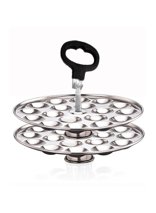 AadiVeer Stainless Steel Mini Idli Maker | Mini Idli Stand | Small Idli Maker With Rod and Lifter (2 Plates - 36 Idlies) Fits in all Idli cooker - Image 1